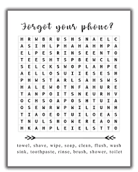 We also have a selection of puzzles for your kids. Amazon Com Funny Bathroom Word Search Puzzle Wall Art Print 11x14 Unframed Black And White Saying Decor Printed On Photographic Paper Forget Your Phone Productos Handmade