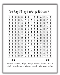 Whether it's hunting for words, solving anagrams, or playing scrabble, there are tons of great word games. Amazon Com Funny Bathroom Word Search Puzzle Wall Art Print 11x14 Unframed Black And White Saying Decor Printed On Photographic Paper Forget Your Phone Handmade Products