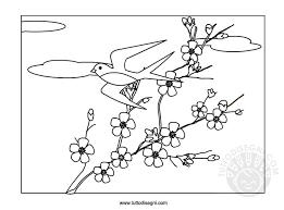 Rondine Con Fiori Di Pesco Disegno Da Colorare Tuttodisegnicom