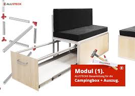 Campingbox Selber Bauen Modul 1 Mit Alusteck Bauanleitung Camper Box Kuchenblock Mit Schubladenauszug Module 1 2 Als Camper In 2020 Camping Box Camping Bauanleitung