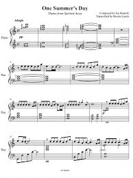 Joe Hisaishi One Summer S Day From Spirited Away Sheet Music For Piano Download Piano Solo Sku Pso0012112 At Note Store Com