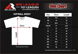 Sizing Chart Big League Shirts