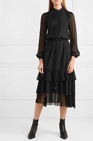 Black Tiered Chiffon Midi Dress Michael Michael Kors Dresses Chiffon Midi Dress Midi Dress