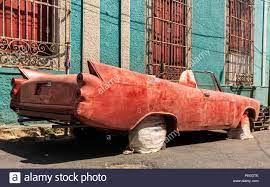 Old American Classic Car Wreck Chassis Being Restored And Re Painted In Havana Cuba Stock Photo Alamy