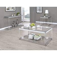 Find chrome furniture legs from a vast selection of tables. Contemporary Chrome Glass Top And Acrylic Legs Coffee Table 48 X 24 X 18 75 Overstock 21339133