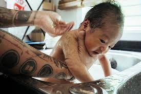 bathing kids when you just have a shower