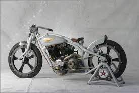Hillclimb Style Springers On Hds Custom Motorcycles Bobber Bobber Style Bike