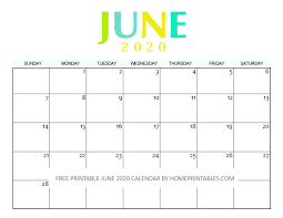 Click the big red print button and you've got yourself a calendar. Printable June 2020 Calendars For Instant Download