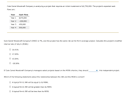 The company's operating costs (excluding depreciation & amortization) remain at 65% of net sales, & its depreciation &. Solved Cute Camel Woodcraft Company Is Analyzing A Projec Chegg Com