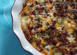 Hash brown potatoes, cheese, sour cream, soup and cereal crumbs make for quite a comfort food concoction. Easy Potato And Bacon Breakfast Casserole Our Best Bites
