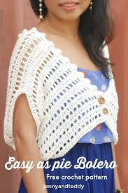 Easy As Pie Bolero Free Crochet Pattern Beginner Friendly By Jennyandteddy Made From 2 Rectangles And Cotton Yarn Kleidung Hakeln Gehakelte Oberteile Stricken
