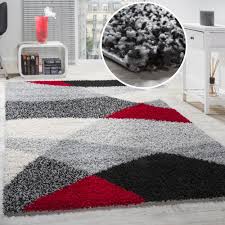 Teppich hochflor wohnzimmer grau geschwungenes rauten. Shaggy Geometrisch Gemustert Versch Farben Teppichcenter24