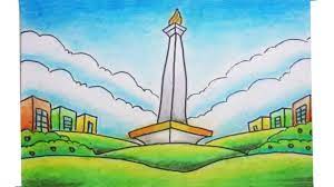 Mewarnai gambar mewarnai gambar sketsa tugu monas 1. Cara Menggambar Tugu Monas Youtube