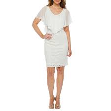 Blu Sage Short Sleeve Lace Cape Sheath Dress Lace Cape Sheath Dress Dresses