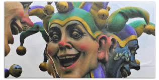 Mardi Gras Court Jesters 2019 New Orleans Beach Towel by Michael Hoard