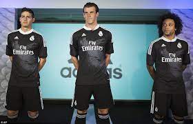 Real madrid 2014 2015 away long sleeve retro soccer jersey shirt football. Real Madrid And Adidas Release New Third Champions League Kit Daily Mail Online