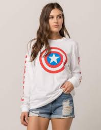 Black And White Vans Shirt Womens Vans X Marvel Captain Shields Womens Tee White 325573150 Marvel Clothes Marvel Fashion Captain America Shirt Women