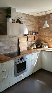 Fliesen In Maueroptik Matt Lasiert Ikea Kuche Hittarp Mit Massiver Eichenarbei Eiche Eichen Country Kitchen Decor Kitchen Design Country Kitchen Farmhouse