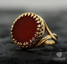 Cornalina Anillo Rojo Oro 18k Plateo Banda De Por Junamjewelry Gold Ring Designs Gold Rings Jewelry Carnelian Ring