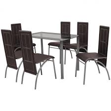 Dining Table Chairs Set Of 7 Brown Kitchen Stand Recliner Modern Seats Furniture 243 00end Dining Table Chairs Dining Room Bar Contemporary Dining Table Set