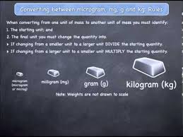 converting between micrograms mg g and kg rules