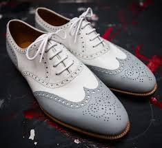 Black And White Wingtip Shoes Mens John Lobb White Grey Wingtip Shoes Brogues Men Dress Shoes Men Leather Brogues