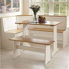 Best 5 corner kitchen nook table set. Riverbay Furniture Patio Conversation Kitchen Breakfast Corner Nook Table Booth Bench Dining Set In White Rf 56008
