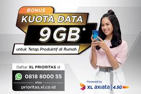 Operator xl axiata adalah perusahaan layanan telekomunikasi mobile di indonesia yang untuk anda pemakai kartu xl yang berniat memanfaatkan paket internet xl, berikut adalah cara daftar paket paket internet xl ini bersifat unlimited mempunyai kuota hingga 11 gb dan dapat digunakan 24 jam. Bonus Kuota Data 9gb Untuk 3 Bulan Prioritas Xl Axiata