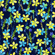 1600 x 1200 jpeg 246 кб. Seamless Floral Pattern With Watercolor Blue Yellow Flowers And Stock Photo Picture And Royalty Free Image Image 68190949