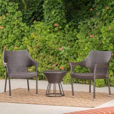 Dover Wicker 3 Piece Outdoor Stacking Chair Chat Set Outdoor Stacking Chairs Patio Outdoor Furniture Sets