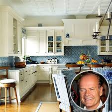 blue white tile kitchen french country