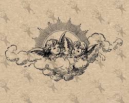 Vintage Image Cherub Angels Instant Download Picture Digital Printable Graphic For Kraft Pillows Burlap Stickers Mail Art Hq 300dpi Vintage Tattoo Cherub Tattoo Art
