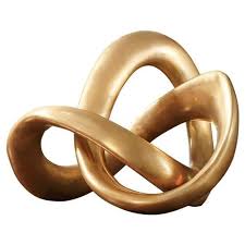 Amy Modern Classic Gold Metal Infinity Knot Decorative Accent Sculpture Sculpture Modern Decor Accessories Infinity Knot