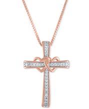 Cross measures 1'h x 1/2'w and comes on an 18' plated chain with clasp. Rose Gold Cross Necklace Macy S