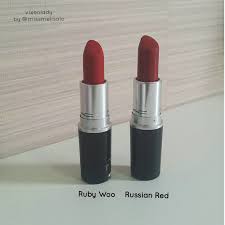 Vixen Lady Mac Lipstick Comparison Russian Red Vs Ruby Woo