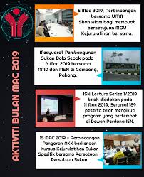 Sambutan hari sukan negara ini merupakan suatu inisiatif kementerian belia dan sukan di mana ia adalah satu langkah pro aktif didalam proses pendaftaran akan dibuka selama dua minggu bermula 1/7/2017 sehingga 15/7/2019 tepat jam 11.59 malam. Akademi Kejurulatihan Kebangsaan Aktiviti Bulan Mac 2019 Institut Sukan Negara