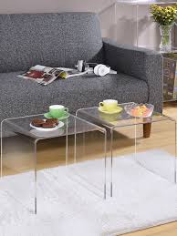 Pure Acrylic Smooth Edge Acrylic Side Tables Set Of 2 Acrylic Coffee Table Coffee Table Square Coffee Table