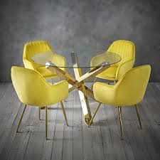 Make an offer on a great item today! Lara Dining Chair Ochre Yellow With Gold Legs Pack Of 2 Browns Furniture