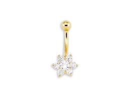 Urban outfitters jewelry | belly ring gold sa. New 14g Cz Flower 14k Yellow Gold Belly Button Ring Newegg Com