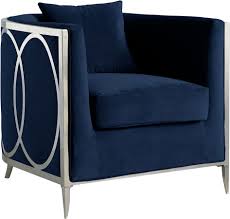 Navy also tends to have a grounding feel, and it provides an element of colour in a room that has an otherwise neutral colour palette. Circa Velvet Accent Chair Navy By Meridian Furniture Furniturepick