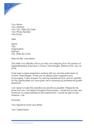 Resignation Letter Example Free Template Word Sample Marketing Formal Professional Resignation Letter