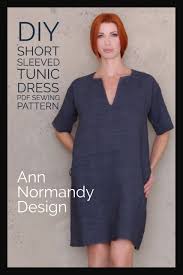 Downloadable womens sewing patterns free. Short Sleeved Dress Tunic Pdf Sewing Pattern Sewing Patterns Ann Normandy Design Tunic Dress Patterns Short Sleeve Tunic Dress How To Hem Pants