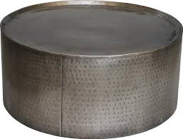 Neiman marcus silver minimalist coffee cocktail table glass iron horchow. Coffee Table Hand Crafted Hammered Metal Antiqued Nickel Round Industrial Coffee Tables By Euroluxhome Houzz