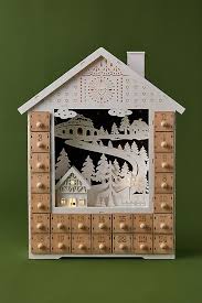 Snowy House Advent Calendar Anthropologie Wooden Advent Calendar Advent Calendar House Diy Advent Calendar