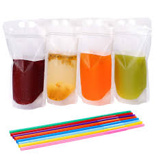 Clear, white, red, silver, green, black, gold, blue. Tomnk 100pcs Clear Drink Pouches Bags Smoothie Bags Reclosable Zipper Heavy Duty Hand Held Translucent Stand Up Plastic Pouches Bags Drinking Bags 2 4 Inches Bottom Gusset With 100pcs Straws Buy Online In Antigua And