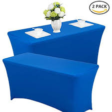 Reliancer 2 Pack 8ft Rectangular Spandex Table Cover Four Way Tight Fitted Stretch Tablecloth Table Cloth For Outdoor Par Table Cloth Outdoor Party Rectangular