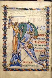 Initial R With Knight Fighting A Dragon Moralia In Job Citeaux France 1111ad Anfang