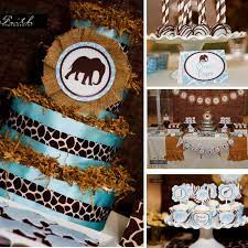 Safari Baby Shower Blue And Brown Boy Baby By Lillianhopedesigns Safari Baby Shower Boy Safari Baby Shower Boy Baby Shower Themes