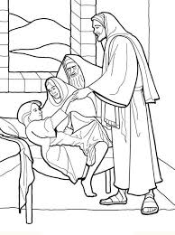 A family at the temple. Sick Girl Who Healed By Miracles Of Jesus Coloring Page Jesus Coloring Pages Miracles Of Jesus Christian Coloring