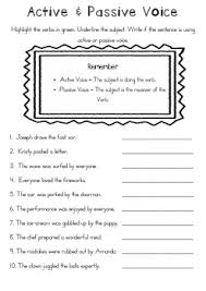 active and passive voice charts and worksheets